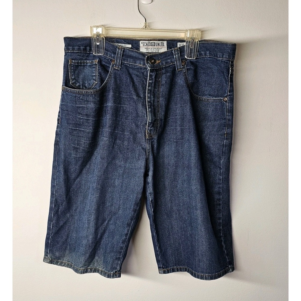 Ecko Unltd Y2K Hip Hop Skater Shorts Jorts Size 38 Denim Baggy Relaxed Fit EUC